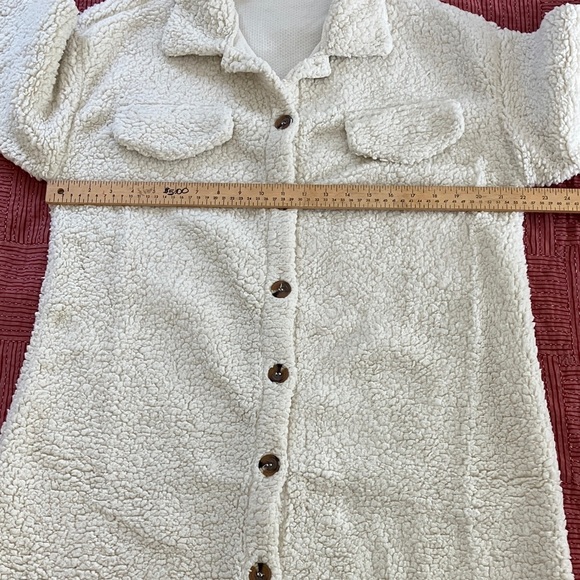 Women’s large fuzzy long teddy sweater Cozy Cream Sherpa - Picture 6 of 12